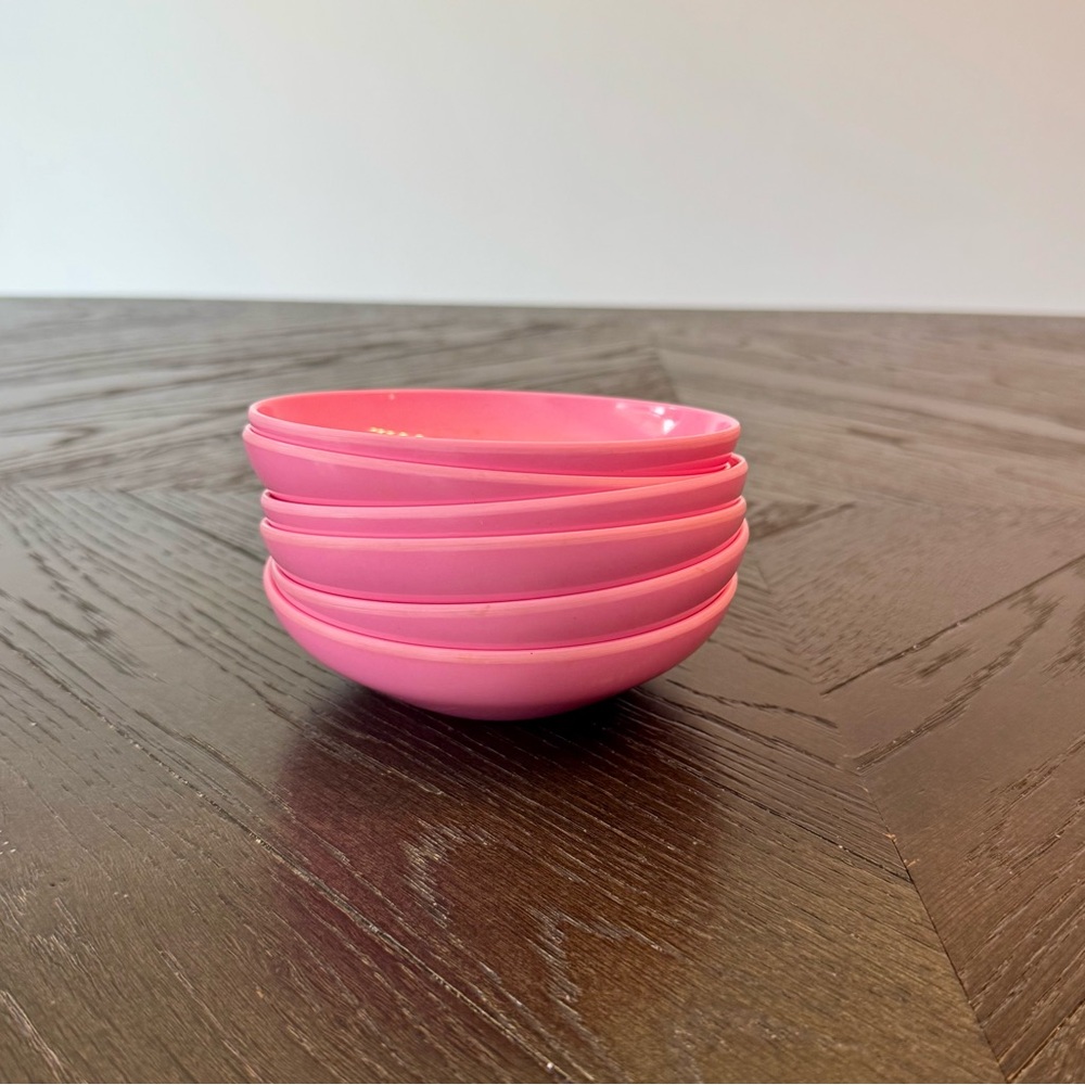 Vintage Pink Melamine Bowls Set of 6 Retro Dessert Cereal